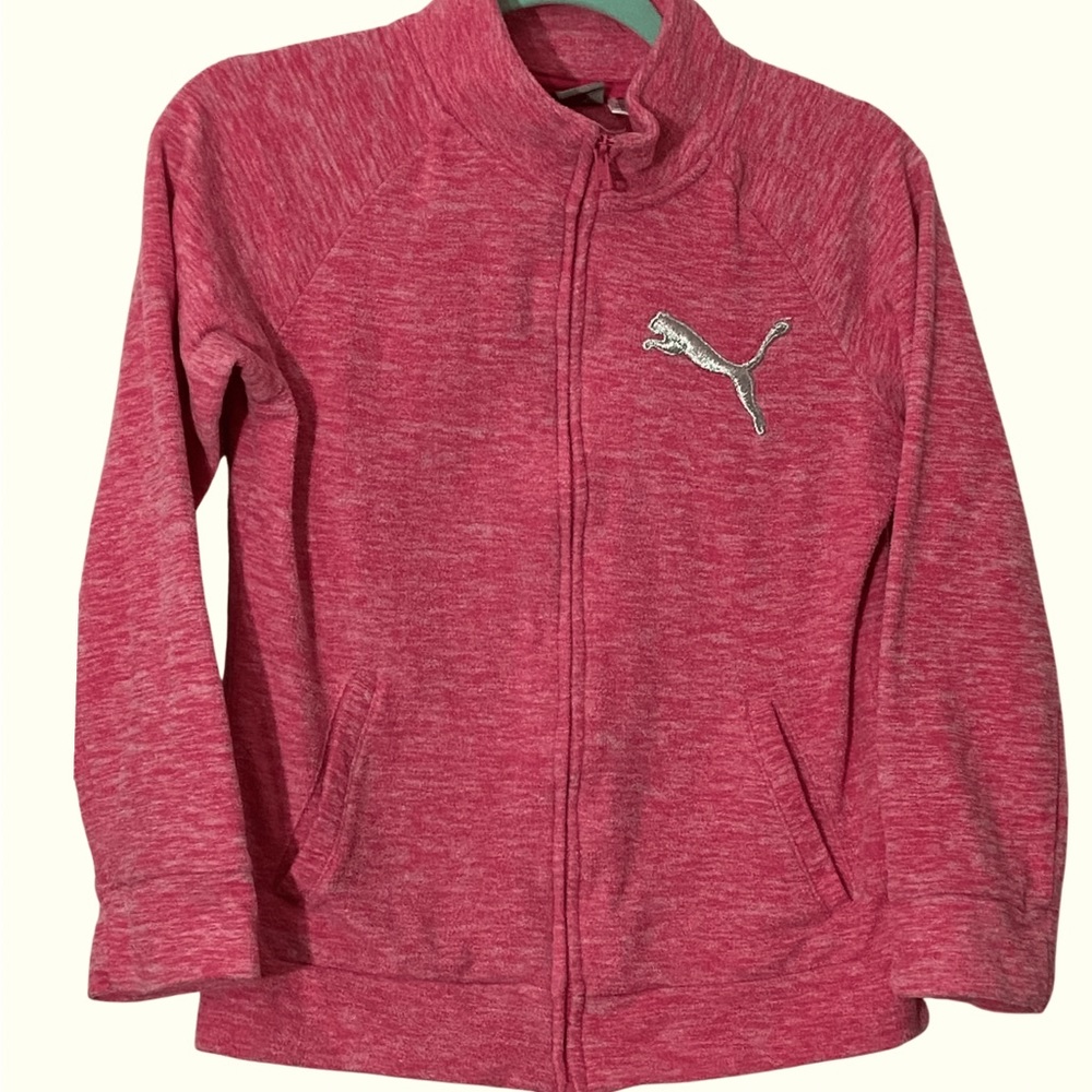PUMA FULL ZIP ATHLETIC JACKET Mock Neck Activewear Pink Outerwear Girls SZ M